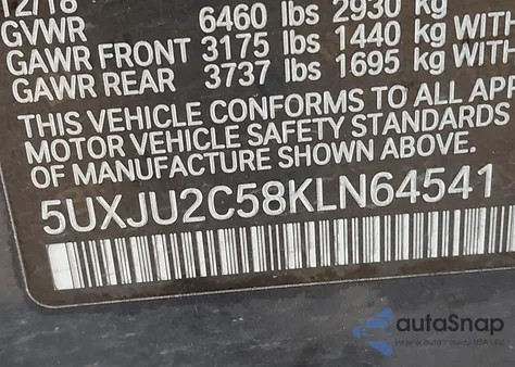 2019 BMW X5 xDrive50I из США, поврежденный, VIN 5UXJU2C58KLN64541